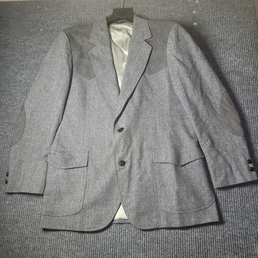 Vtg Pendleton Wool Tweed 42R‎ Suede Patch Elbow Western Blazer Suit Jacket!